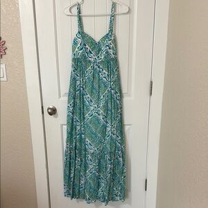 Lilly Pulitzer Green and White Pleated Sundress